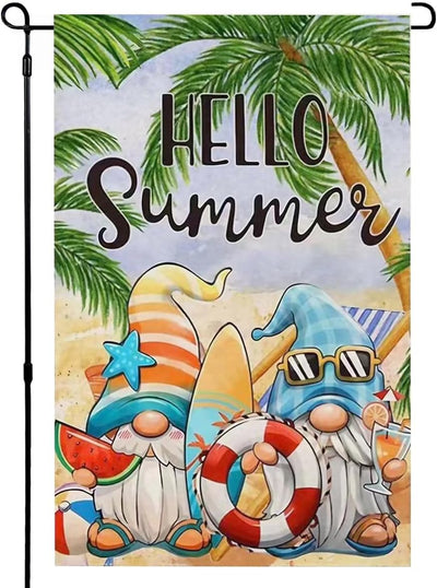 Bandera jardín playa Hello Summer 12x18pulg decoración