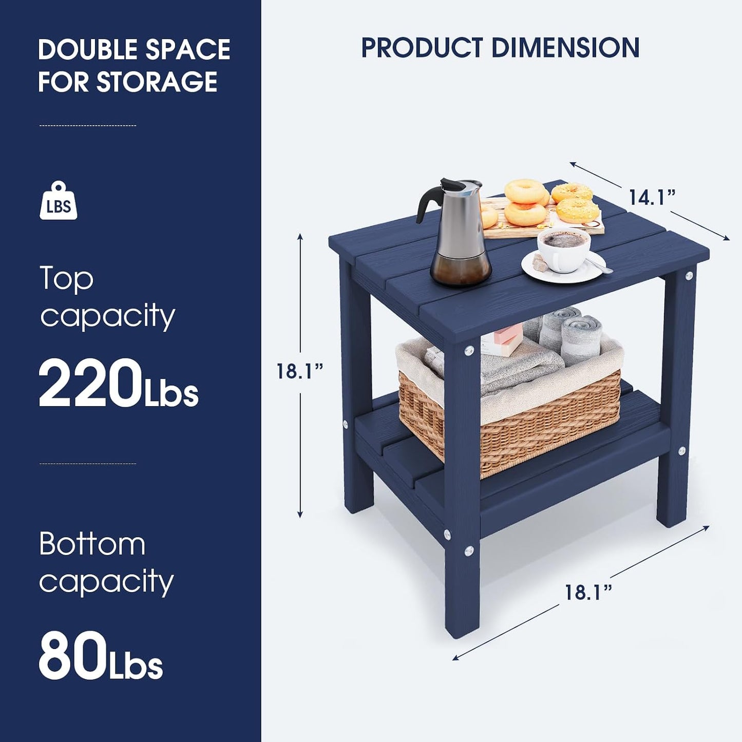 Mesa auxiliar doble Adirondack color azul marino