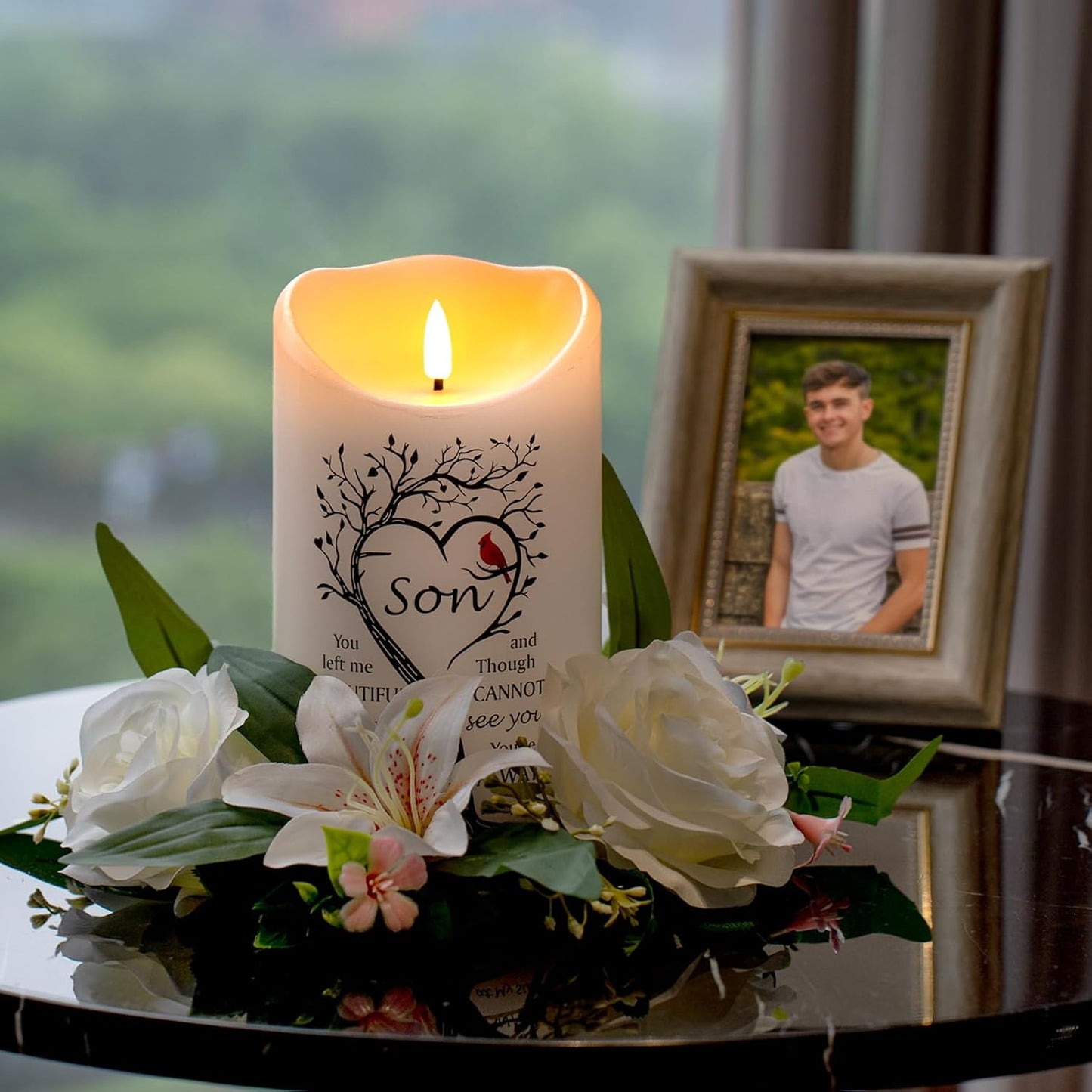 Vela conmemorativa sin llama luz LED cera real control remoto