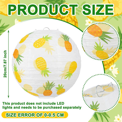 12 Pzas Decoración Piña Hawaiana 8pulg Linternas Redondas Luau