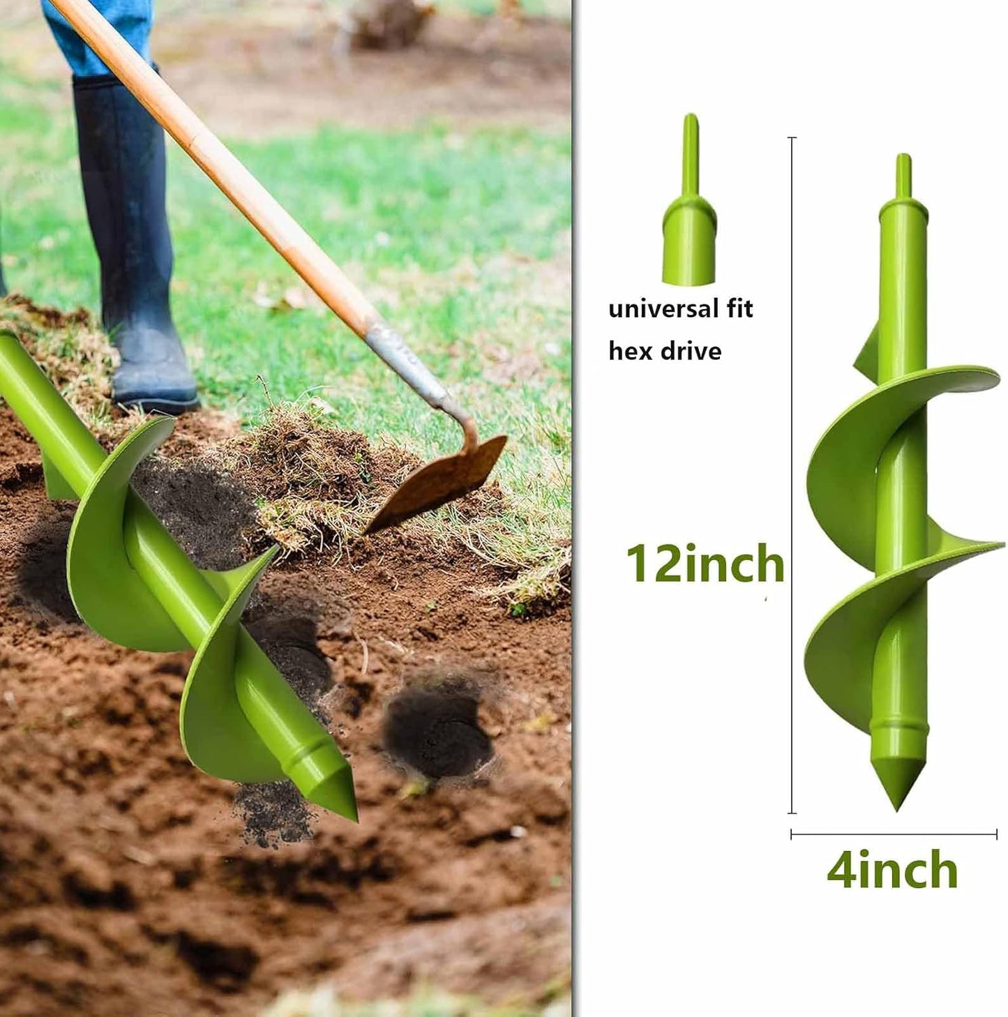Broca barrena 4x12 para plantar bulbos y hoyos jardín