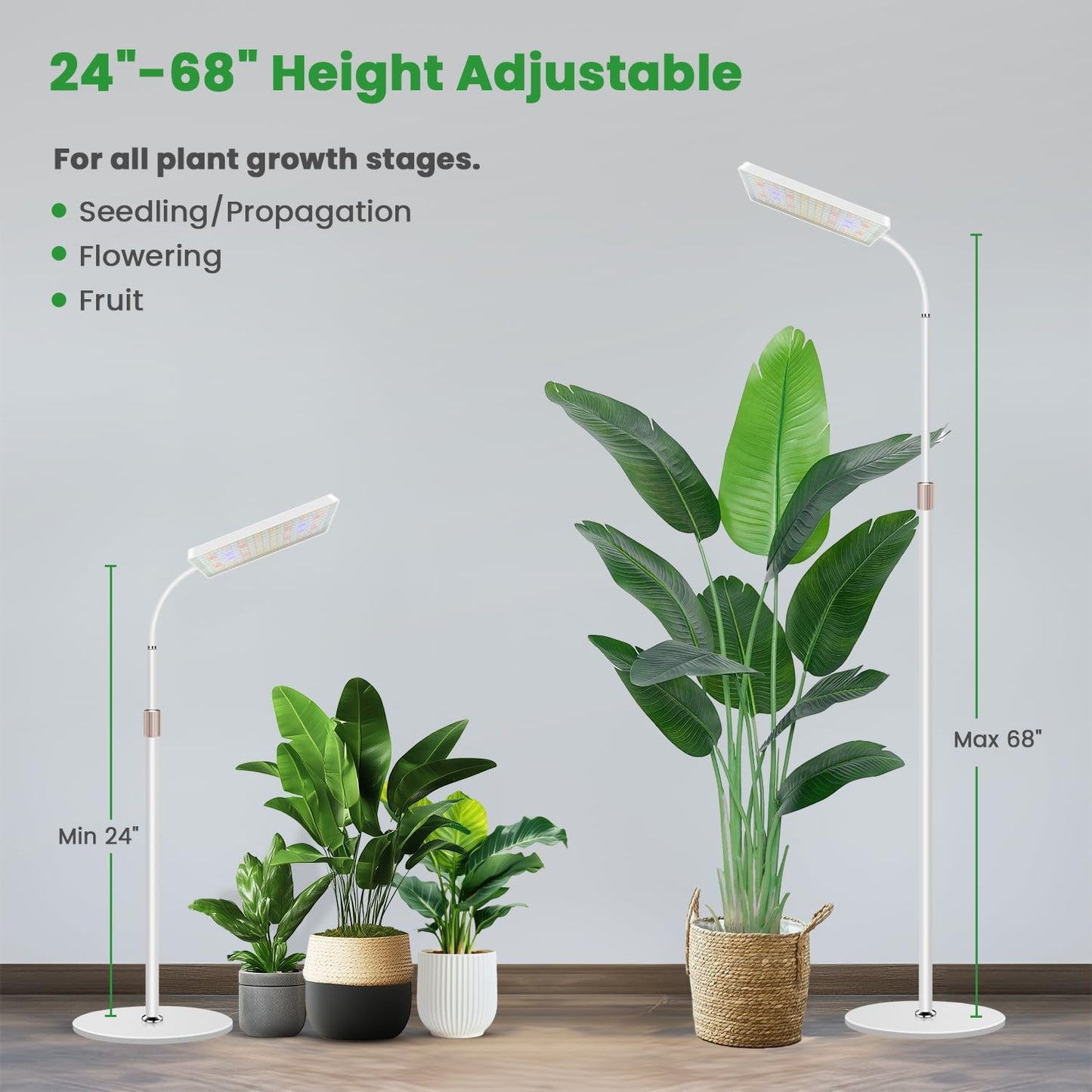 Luz cultivo interior 153 LED espectro completo 61-173cm