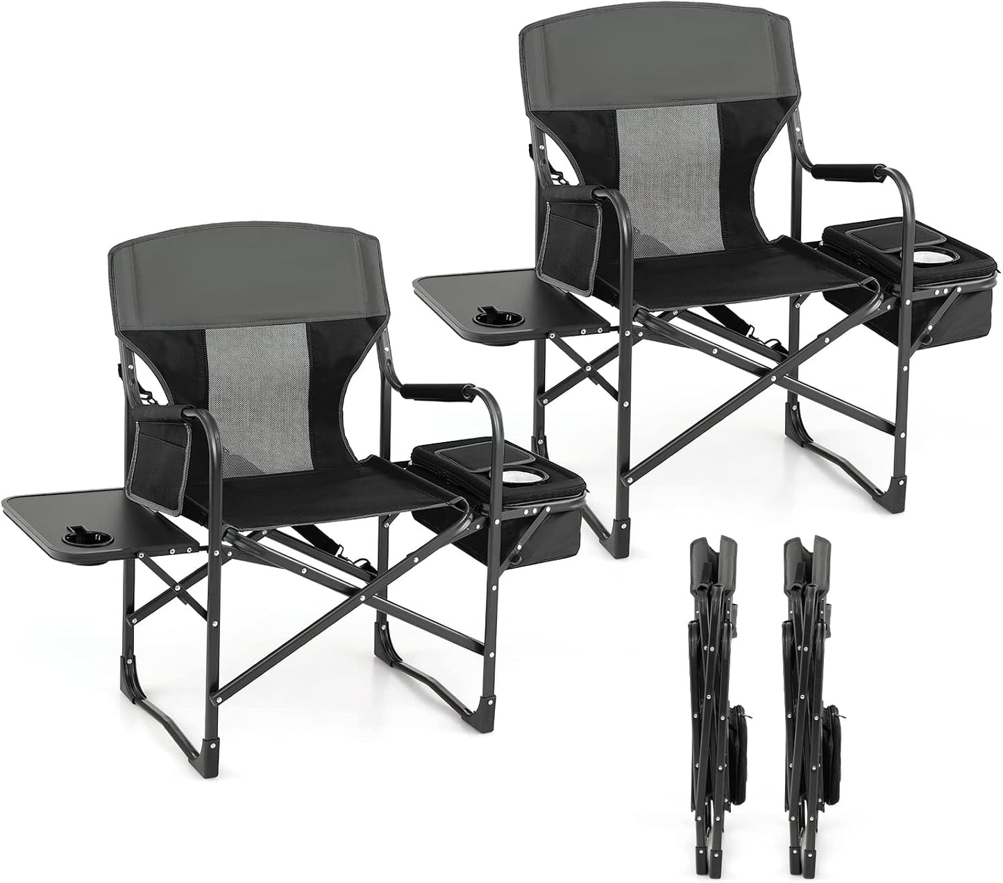 2 Sillas Campamento Plegables con Mesa Bolsa Refrigera 400lb