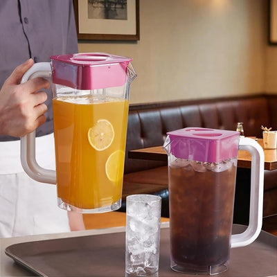 2 Pzas Jarra Plástico 2L con Tapa Asa para Cafés y Bebidas