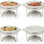 4 Pzas Plato Bufé 5qt Maifanita Blanca Con Tapa Vidrio