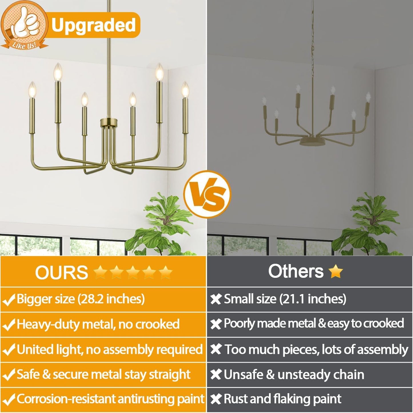 Candelabros 6 luces cobre para comedor y sala