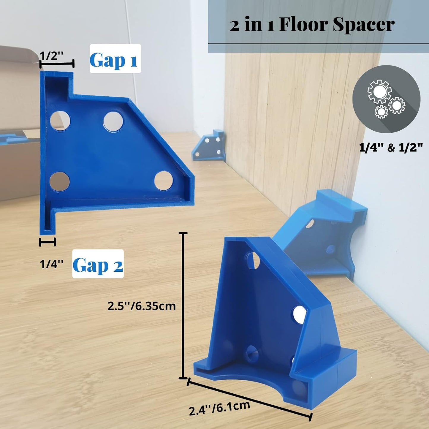 Espaciadores piso 1/2 y 1/4 pulg 40 pzas para LVP