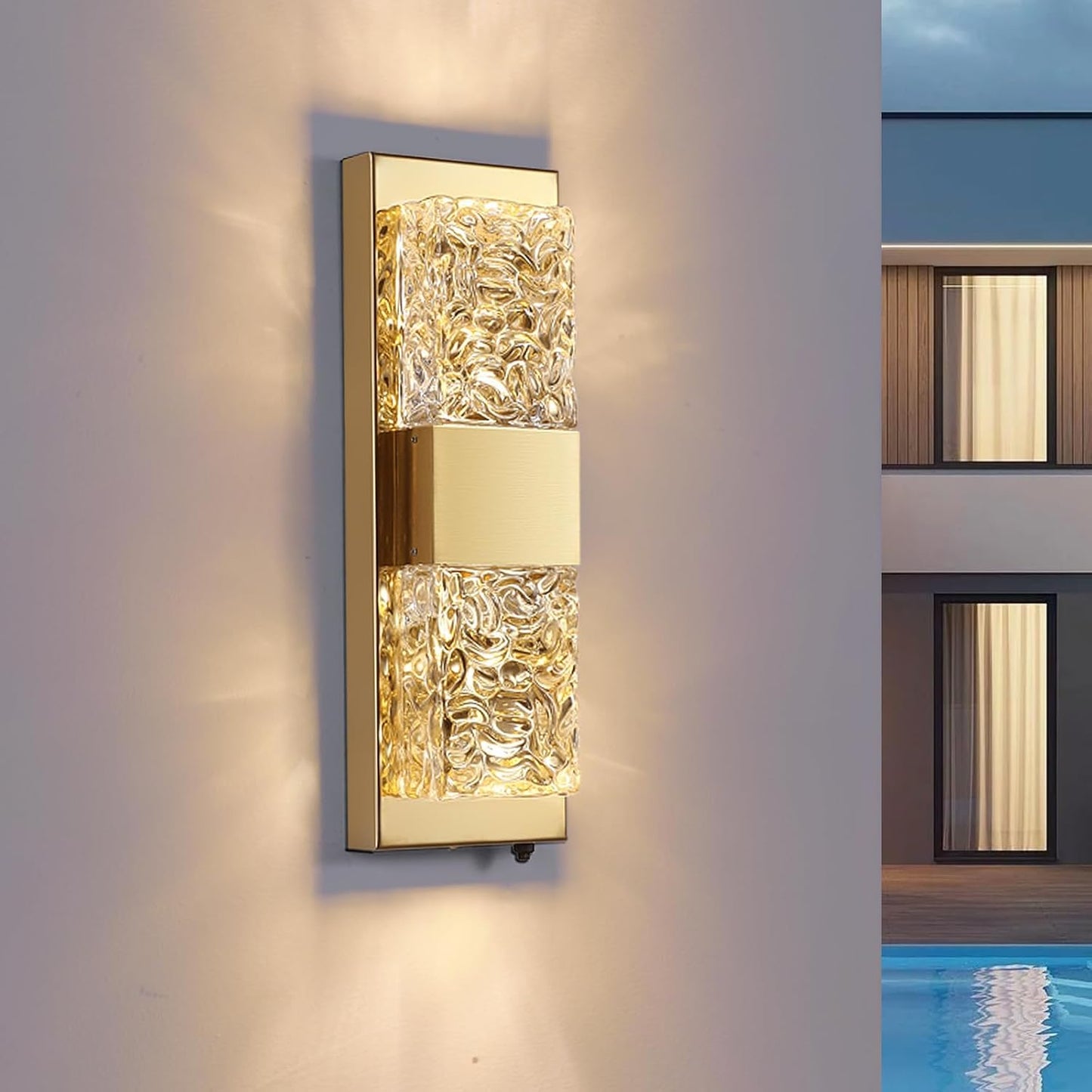 Iluminación exterior 12W IP65 aplique LED cristal moderno