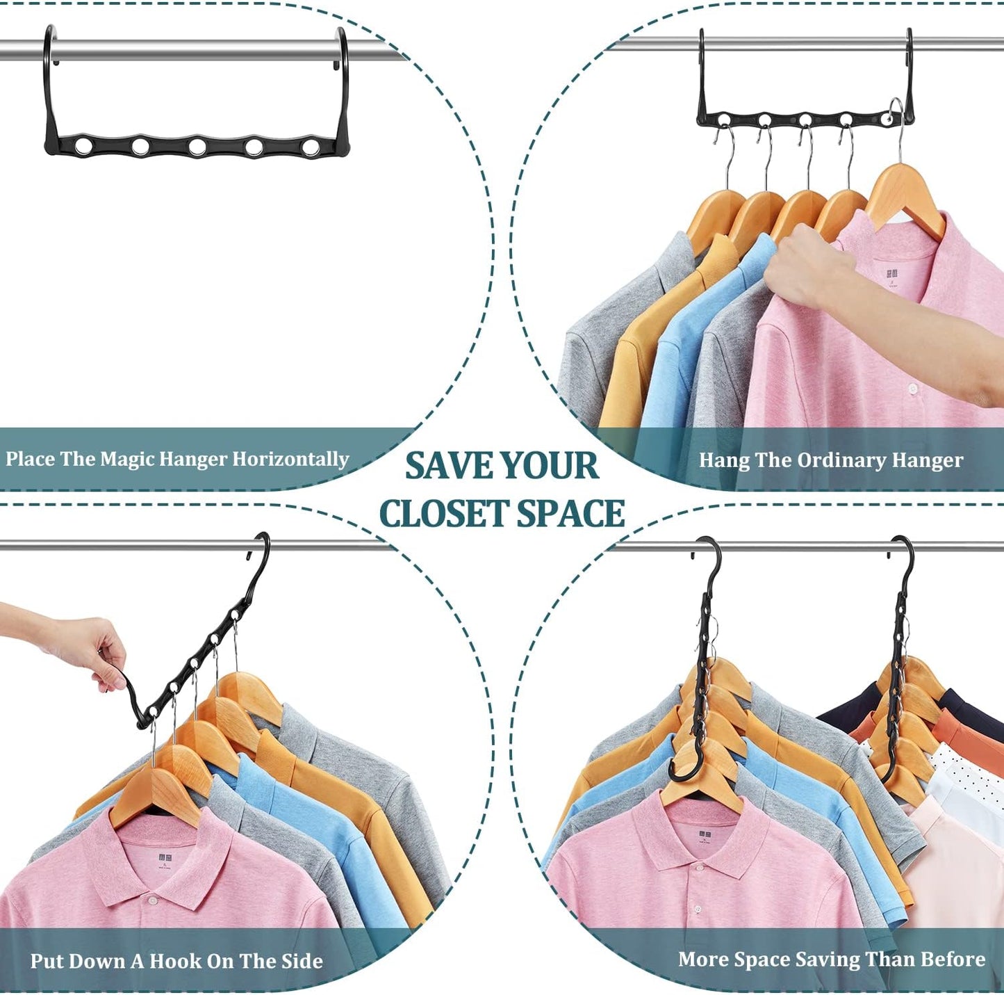 Pack 20 perchas mágicas plástico para ropa pesada dormitorio