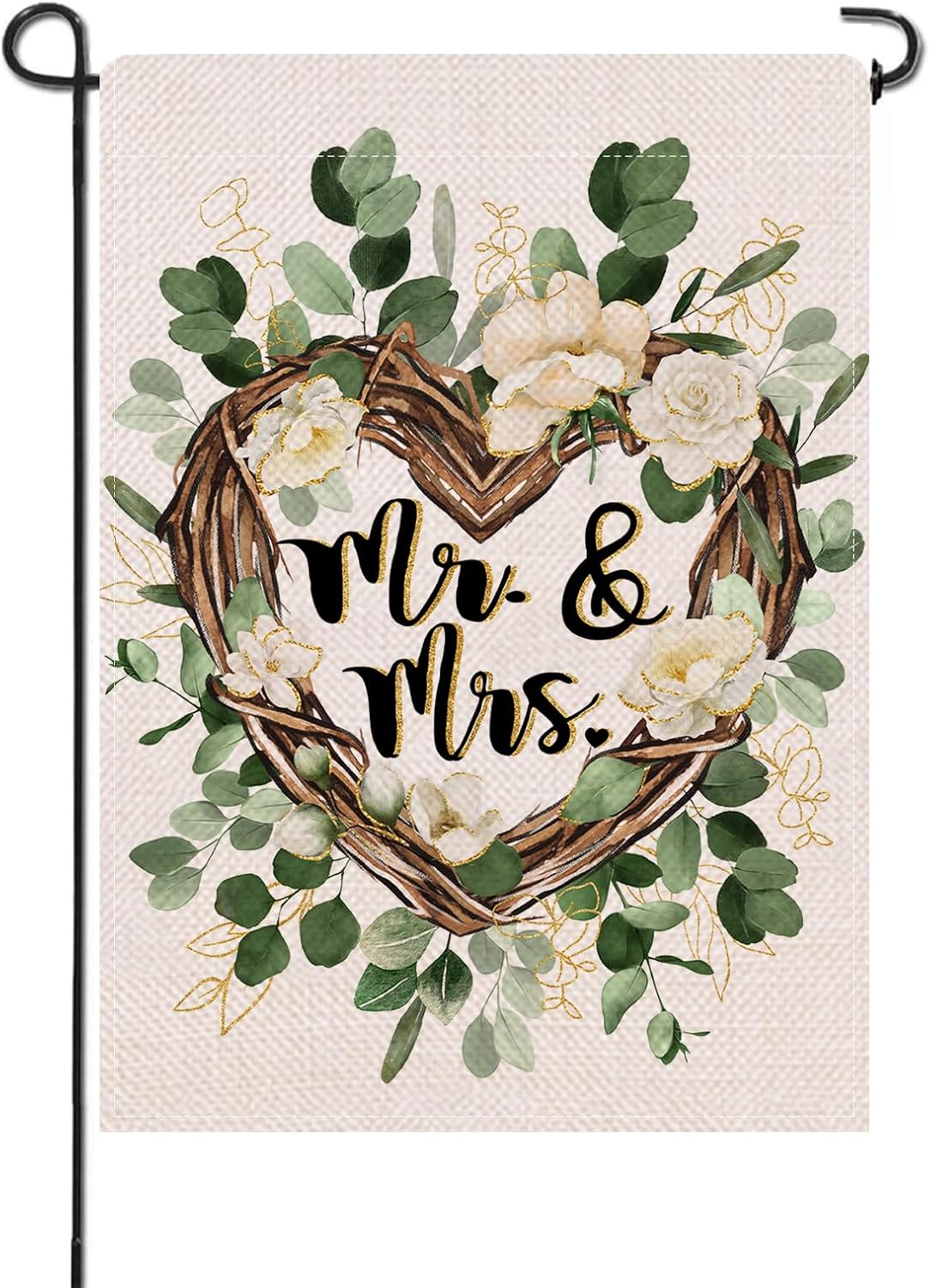 Bandera decorativa jardín corazón flores boda