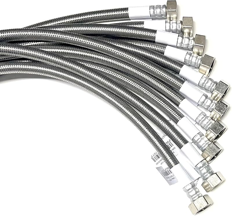 Conector agua grifo acero inox 3/8 comp x 1/2