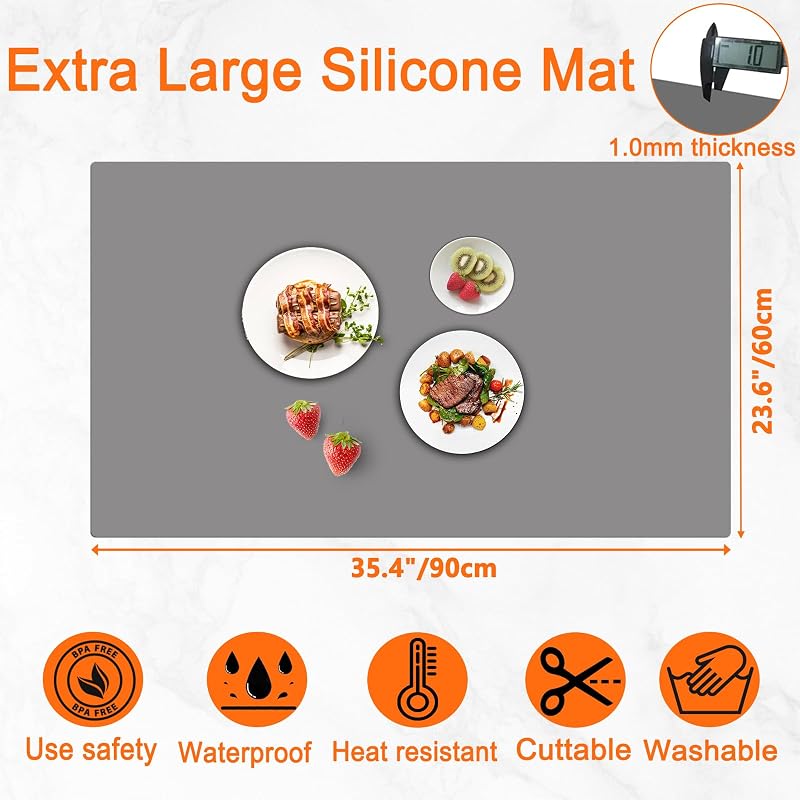 Tapete silicona cocina 35.4x23.6pulg antideslizante