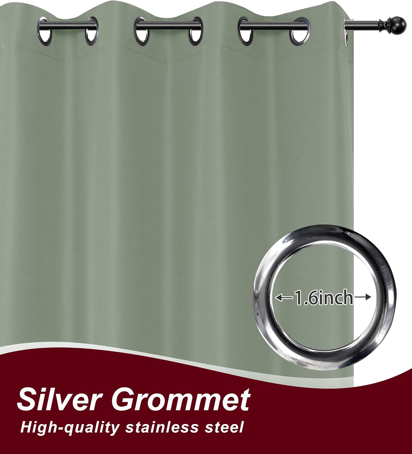 8 Cortinas impermeables para balcones 54x84pulg verde salvia