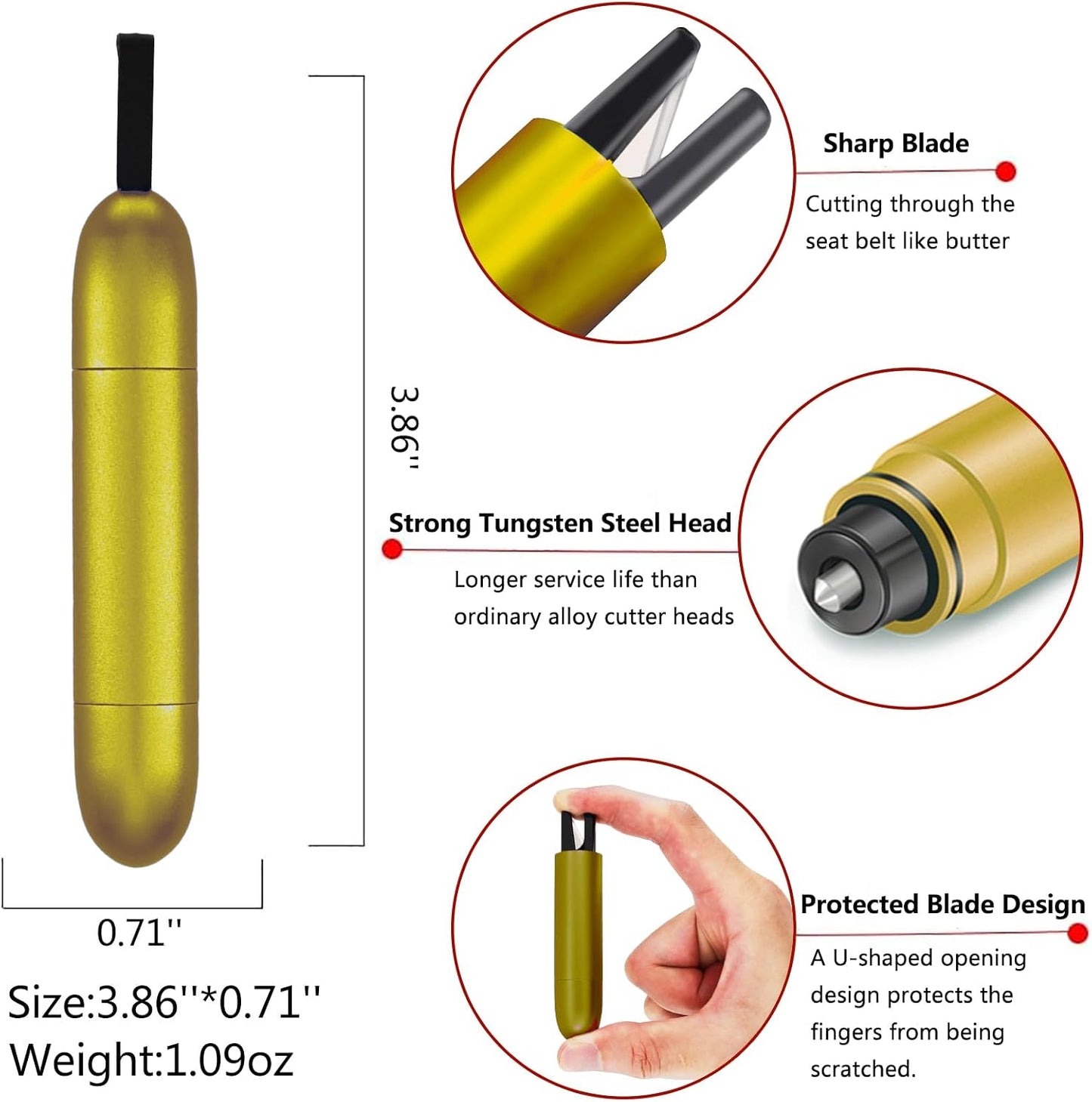 Pack 4 Martillos Seguridad Automóvil Cinturón