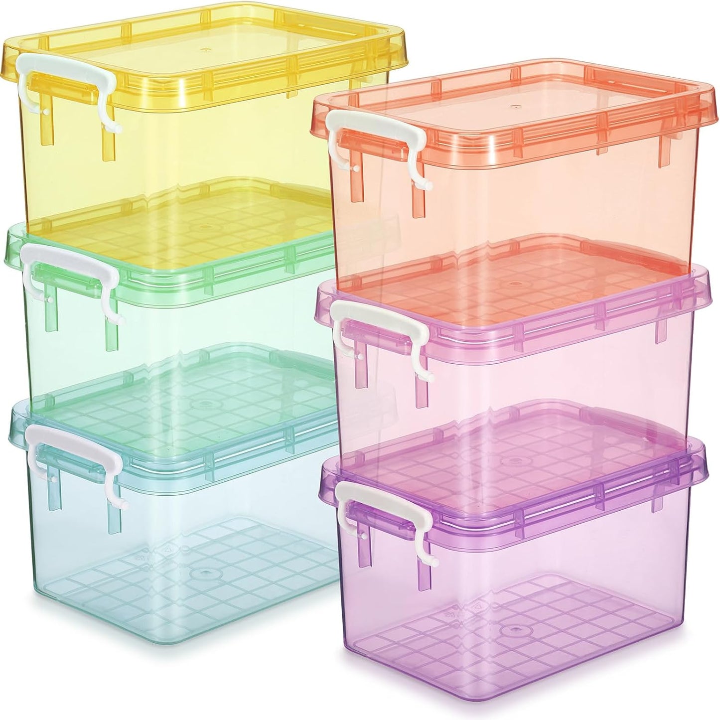 6 Pzas Contenedores Plástico Coloridos 4qt Apilables