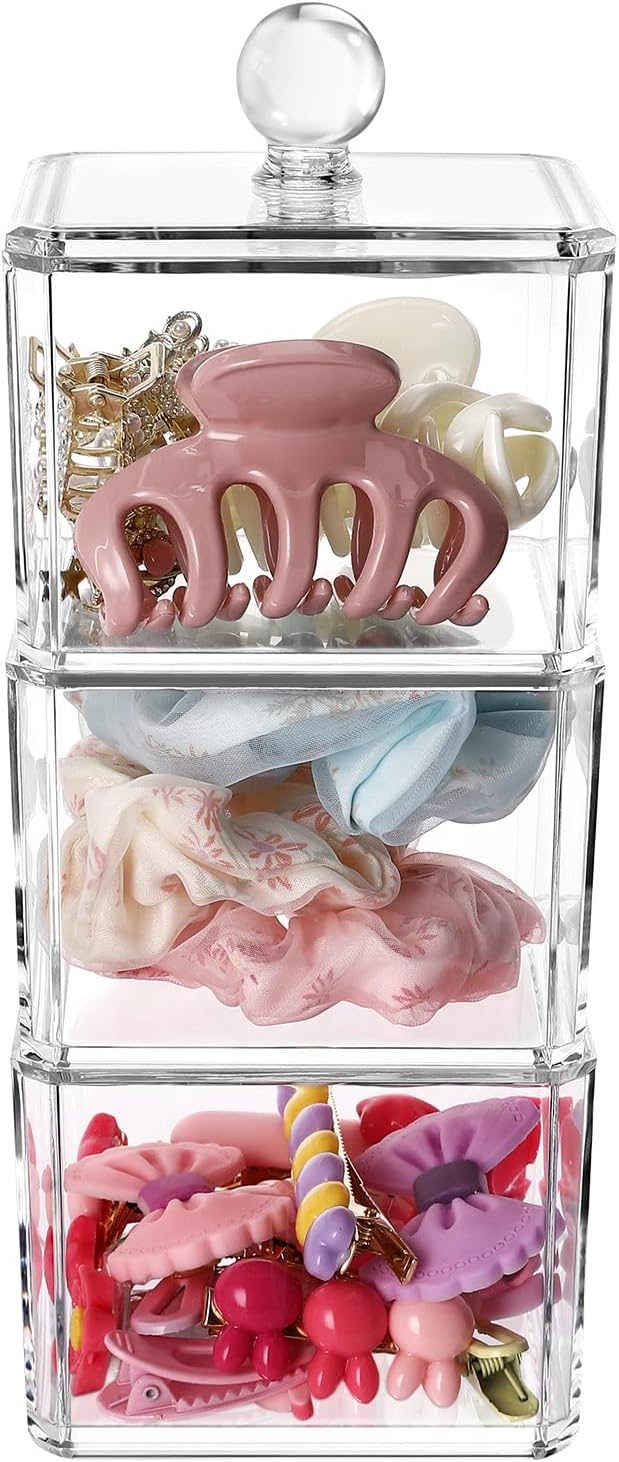 Organiz. accesorios cabello niña acrílico 3 niveles transparente