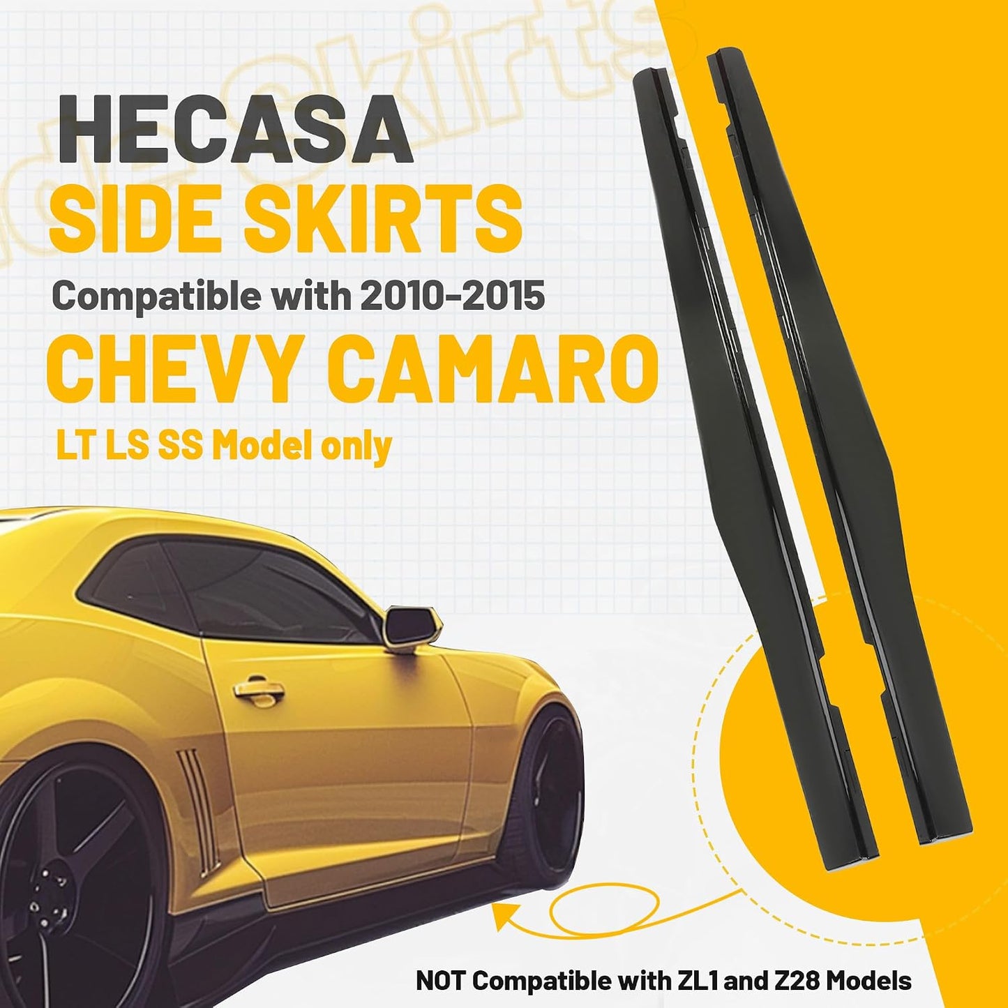 Faldas laterales Chevy Camaro 2010-15 par negro plástico