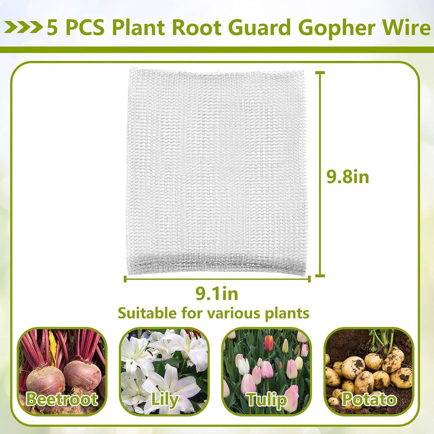 Protector raíces plantas alambre anti-tuzas 5pzas acero inox