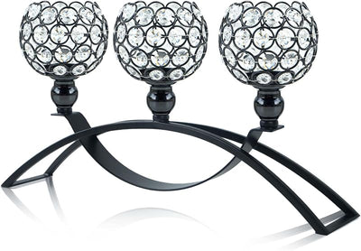 Centro mesa candelabro cristal 3 brazos dorado