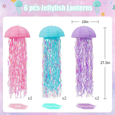 Linternas colgantes sirena rosa lavanda azul decoración baby shower