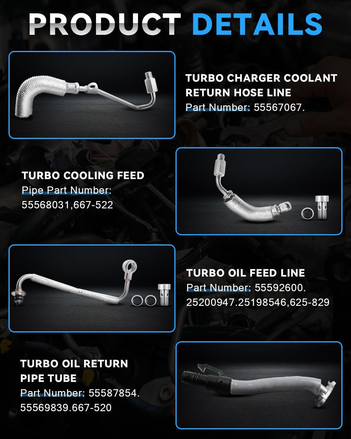 Kit tubo drenaje aceite 4pzas Chevy Cruze Trax