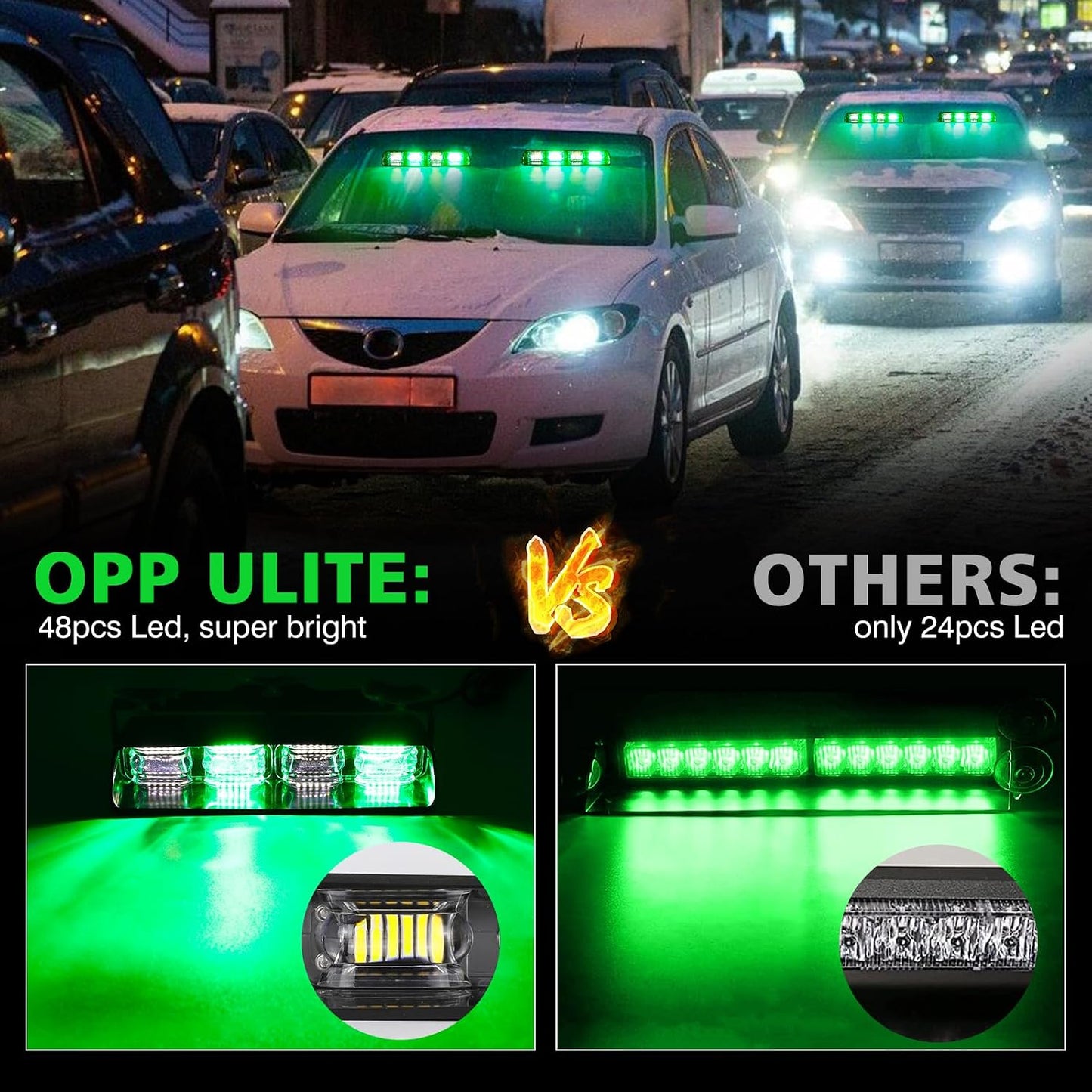 Luces estroboscópicas 2en1 48 LED 12-24V parabrisas