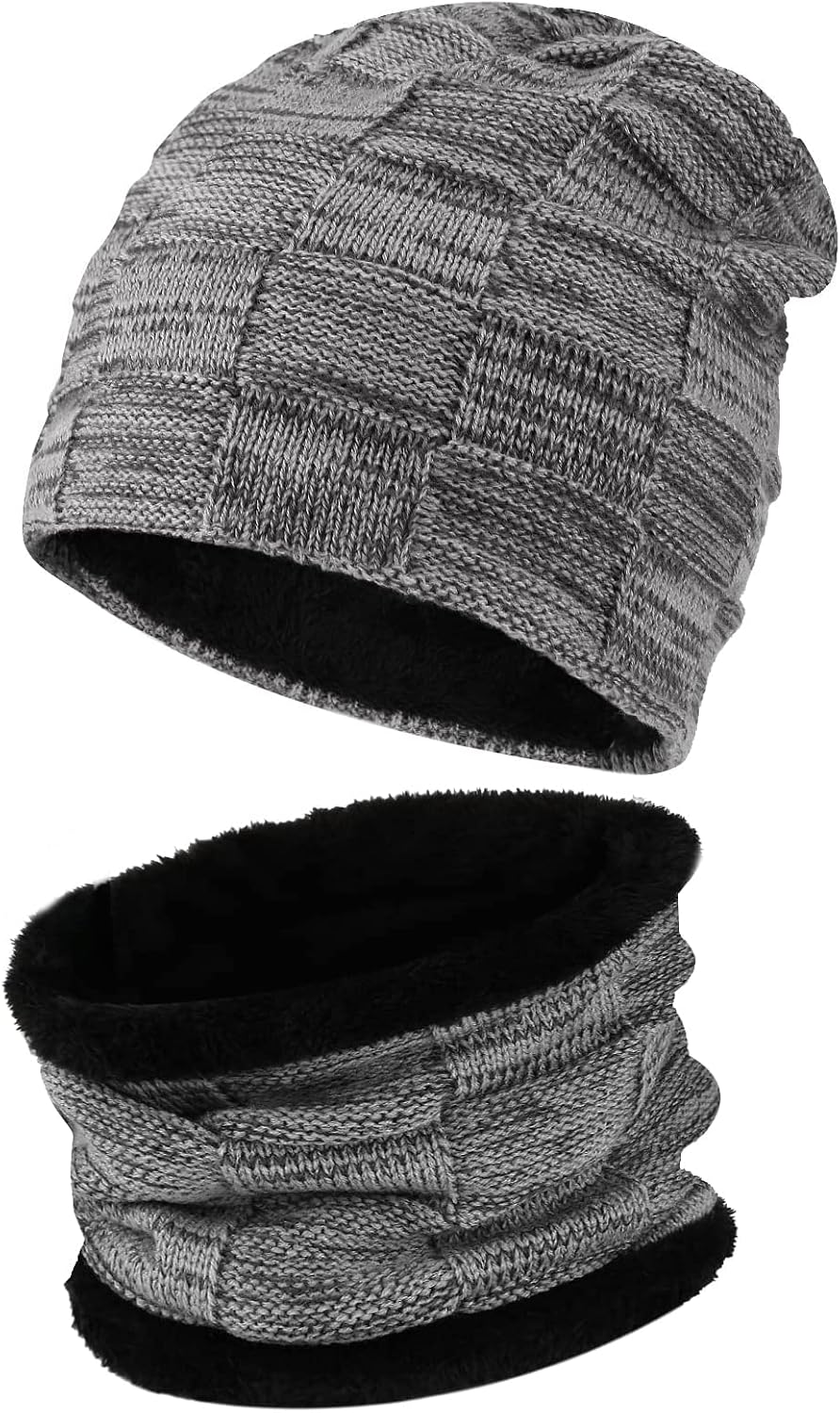 Set 2 Gorros Invierno Hombre Bufanda Calentador Cuello