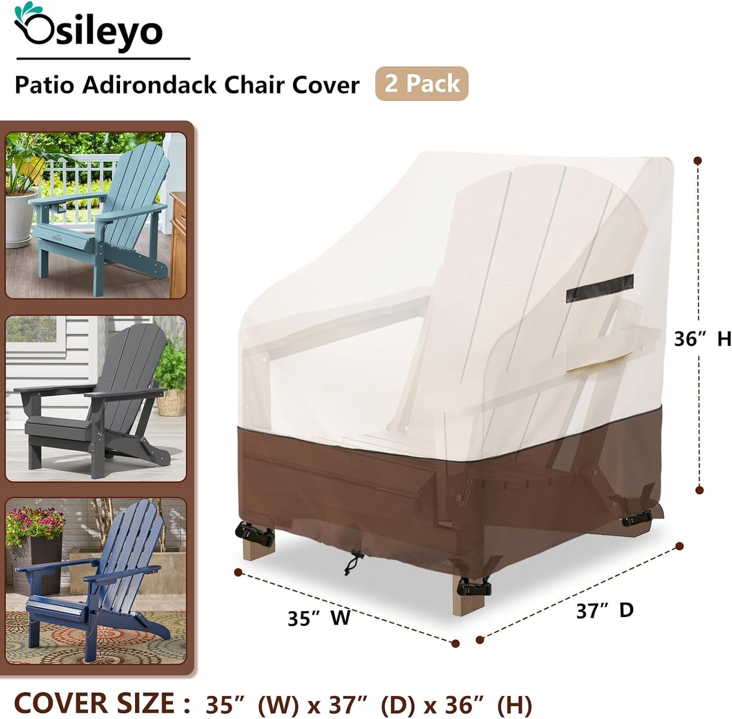 Fundas sillas patio impermeables 35x37x36" beige/marrón