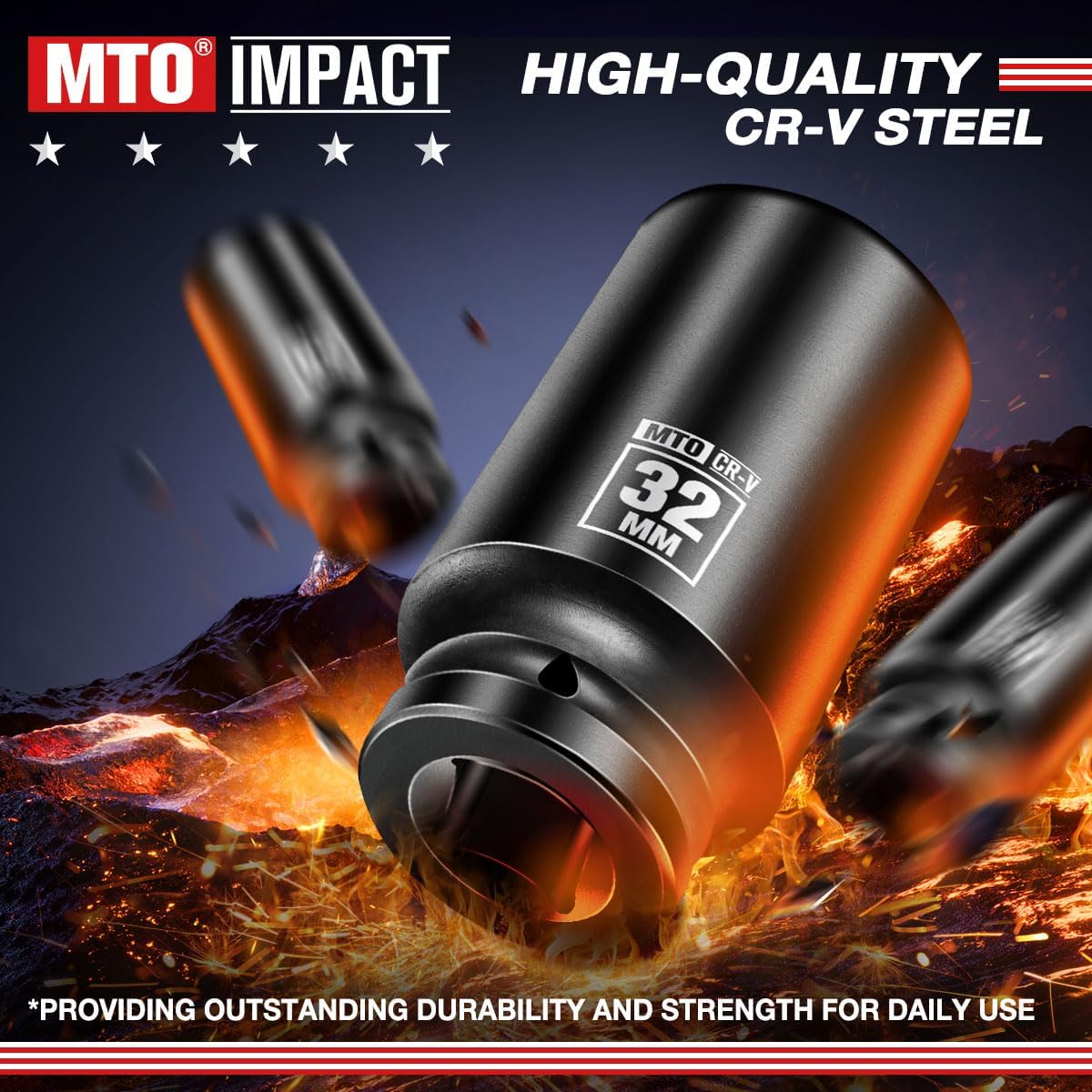 Set llaves impacto 1/2" 32mm 6 puntas acero CR-V