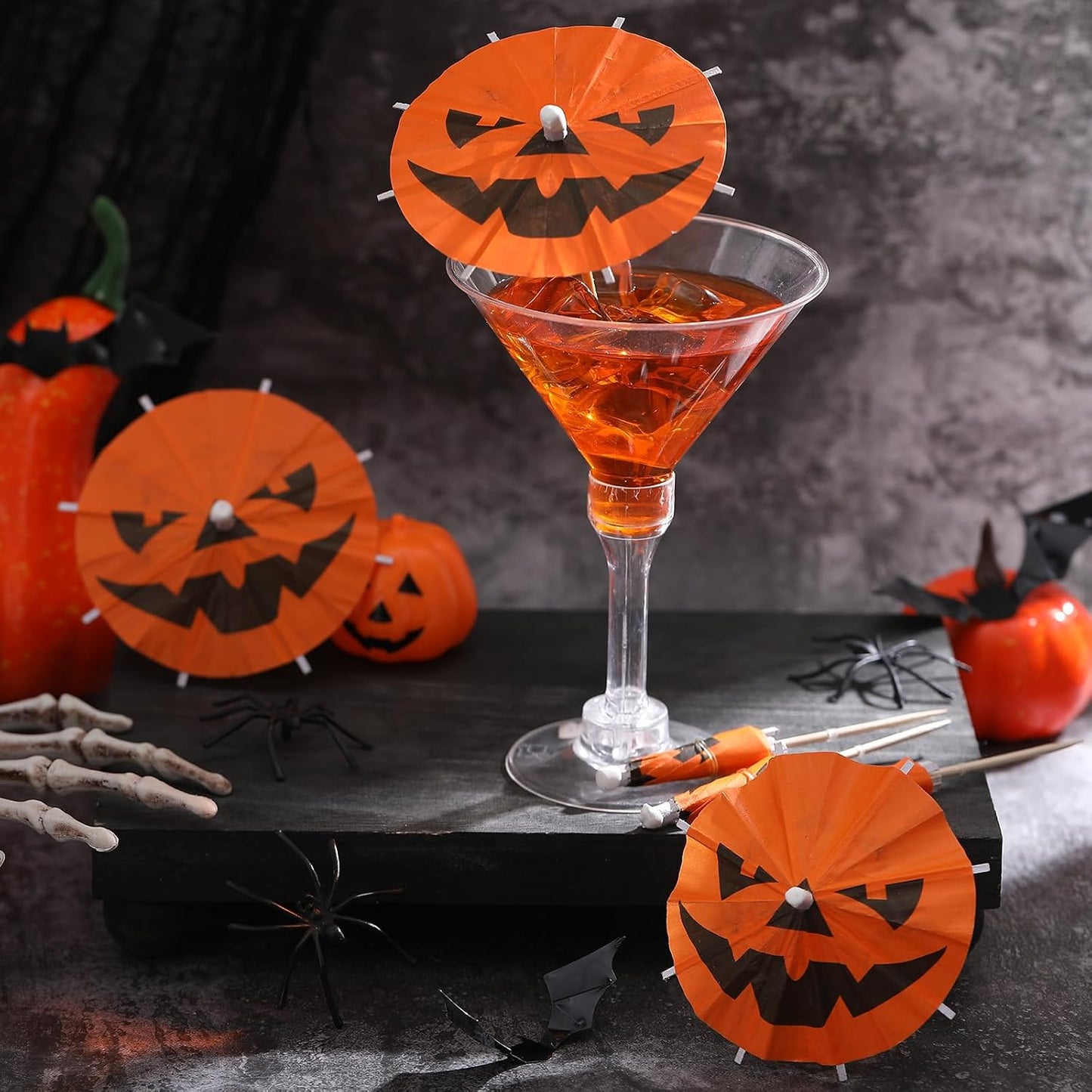 100 Pzas Palillos Calabaza Halloween Cóctel Cupcakes