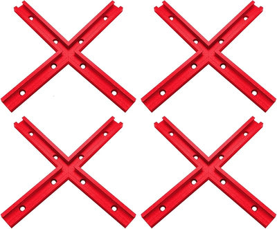 4 Set T-Track Intersección Kit Rojo Carpintería Universal
