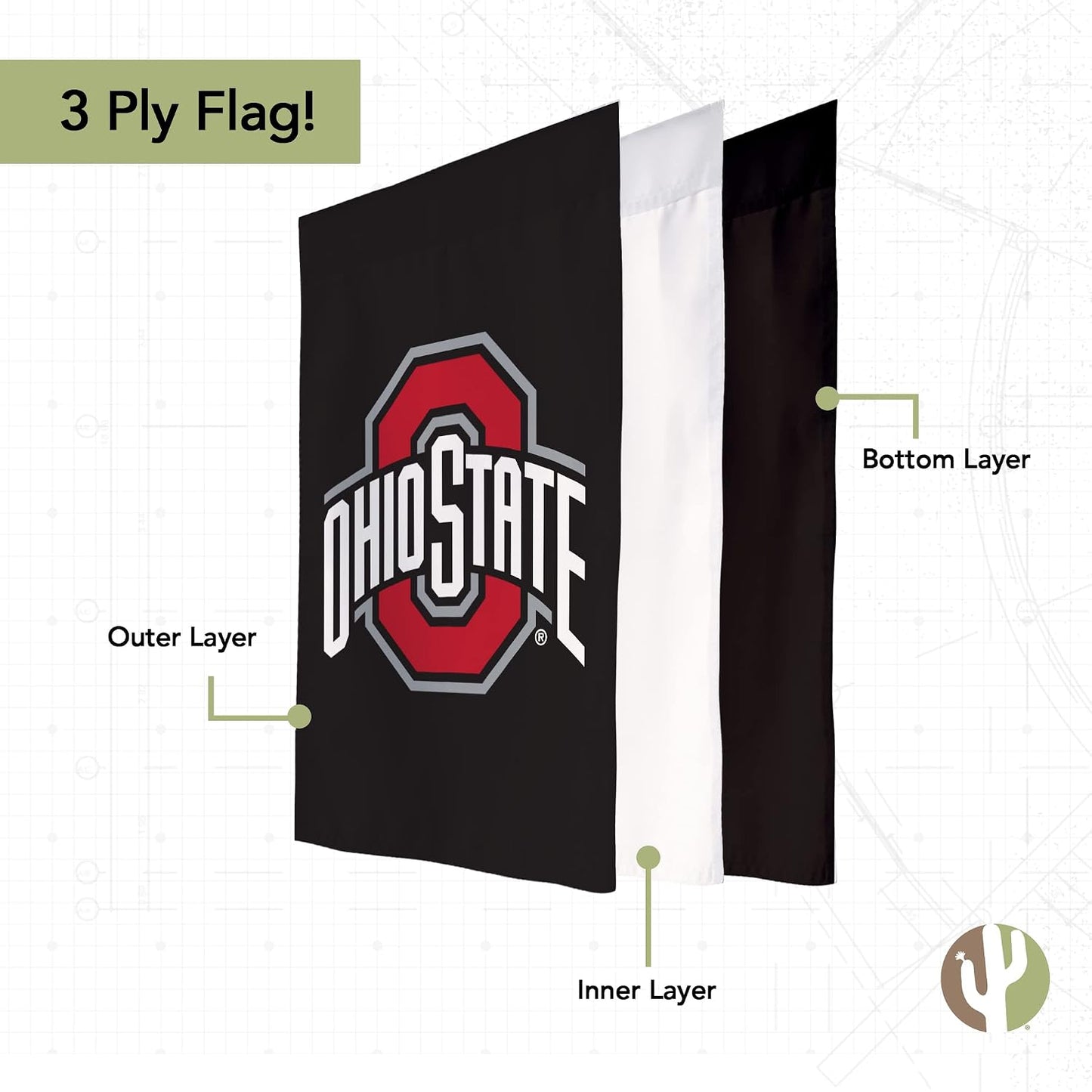 Bandera jardín Ohio State Buckeyes 19x12pulg