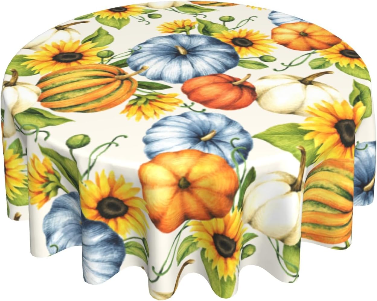 Mantel redondo 60pulg acuarela calabaza girasoles