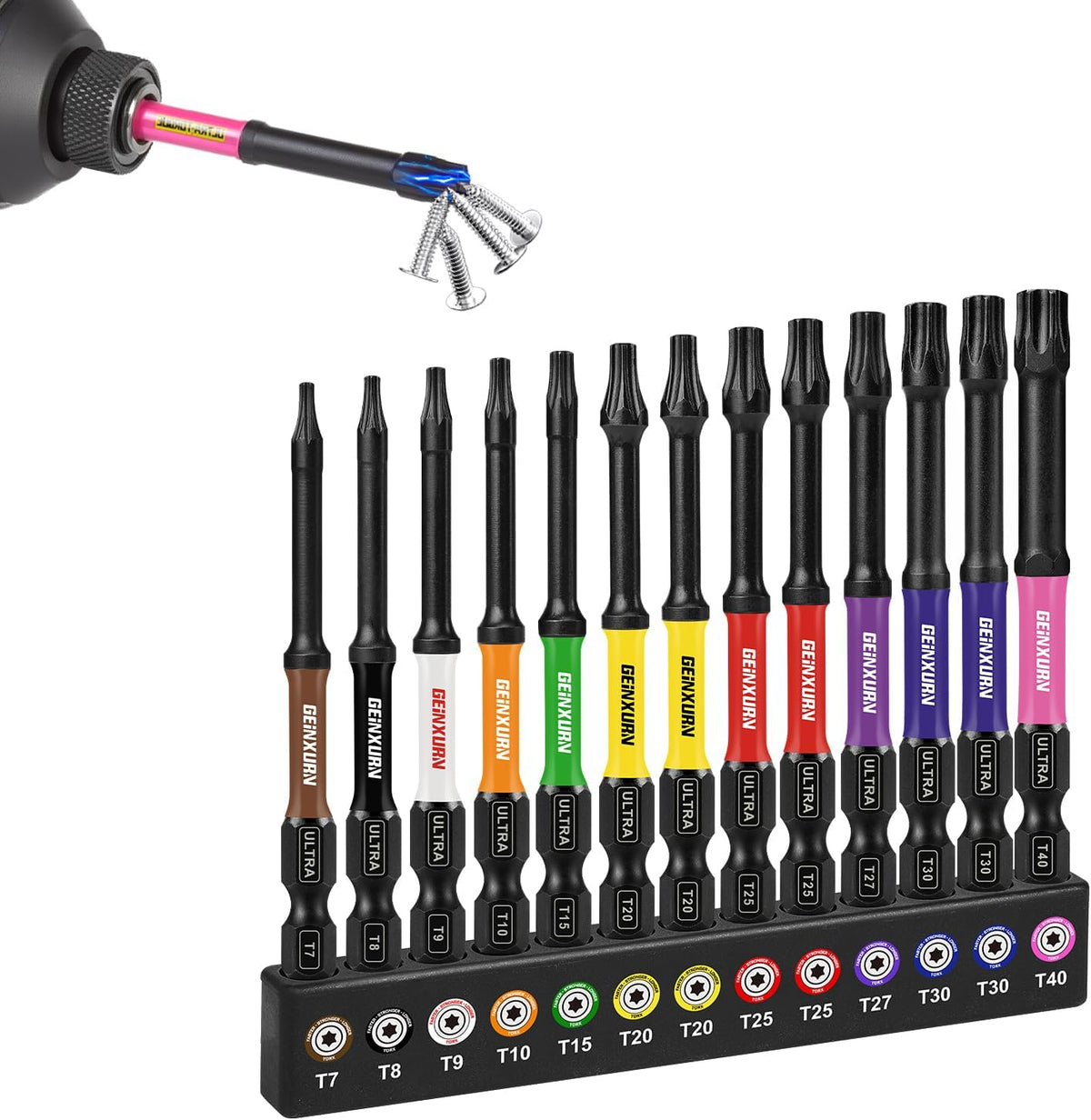 Juego 13 Pzas Puntas Torx S2 con Impacto T7-T40 Magnéticas