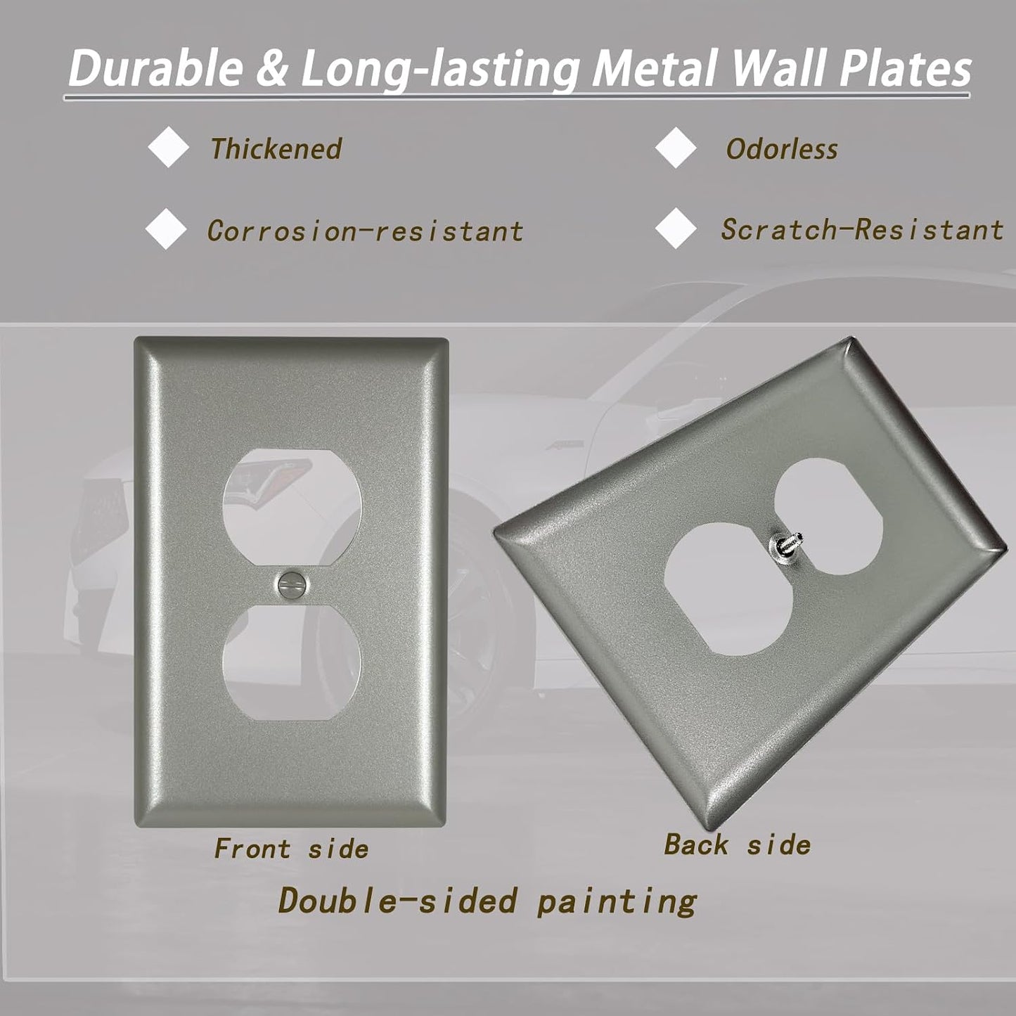 Cubiertas metal enchufes pared interruptor varios