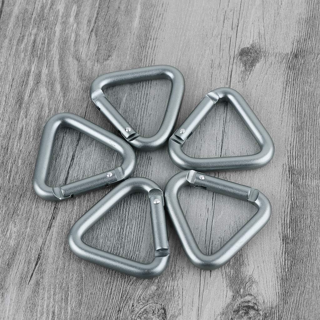 Mosquetón triangular para acampar con clip y hebilla