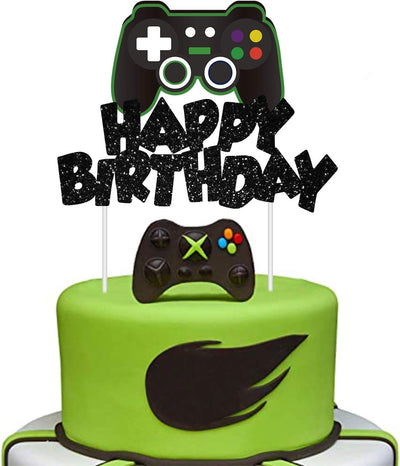 Decoración pastel videojuegos purpurina cumpleaños niños