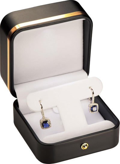 Caja aretes estilo T piel sintética collar y aretes negro