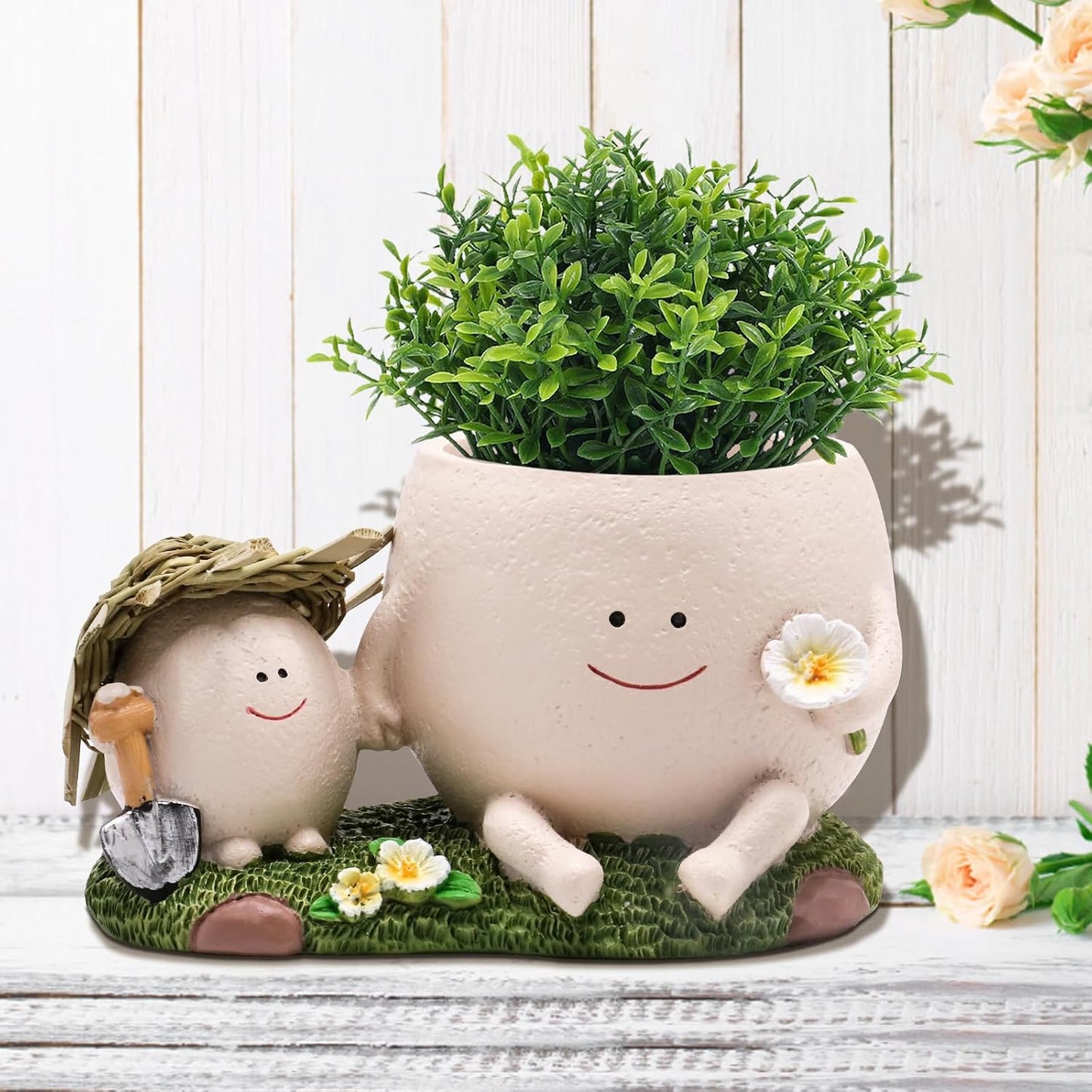 Maceta Resina Cara Sonriente para Plantas Interior Exterior