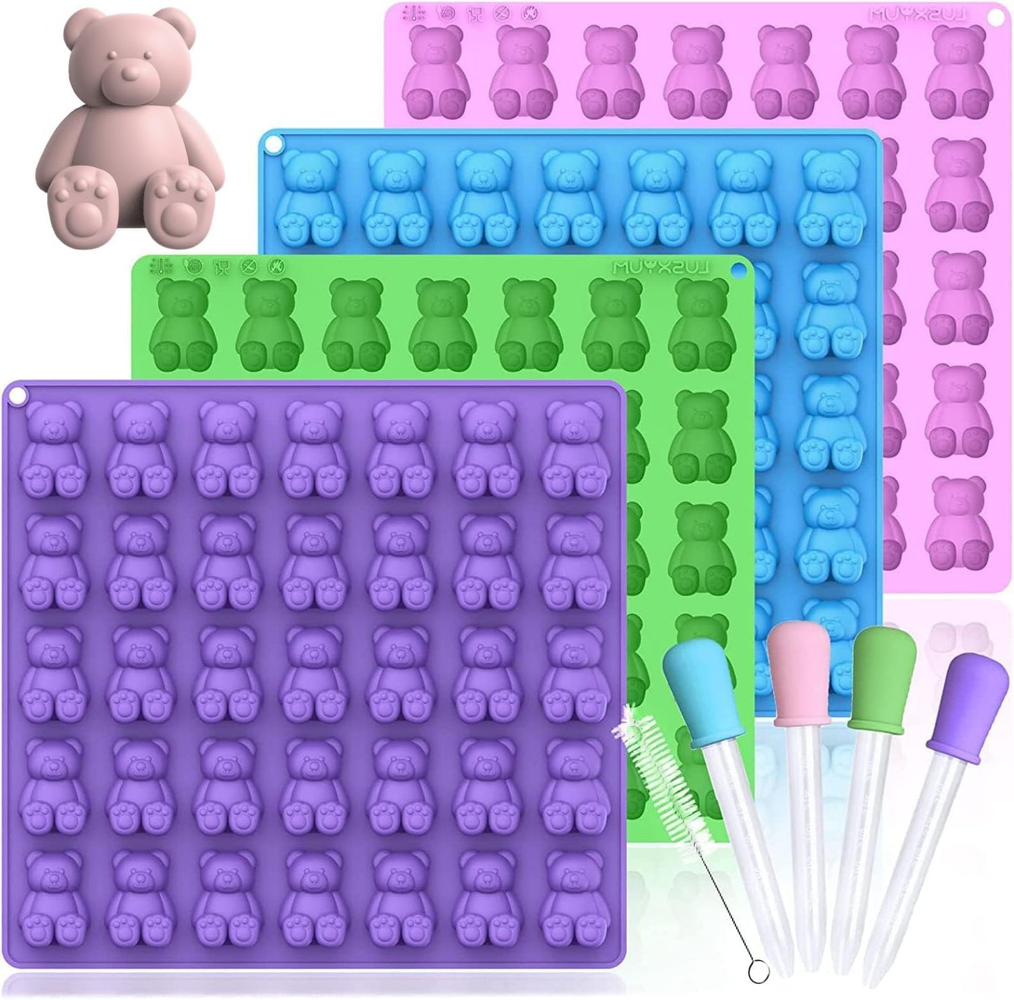 Moldes goma oso 5ml silicona libre BPA 140 cavidades set 4