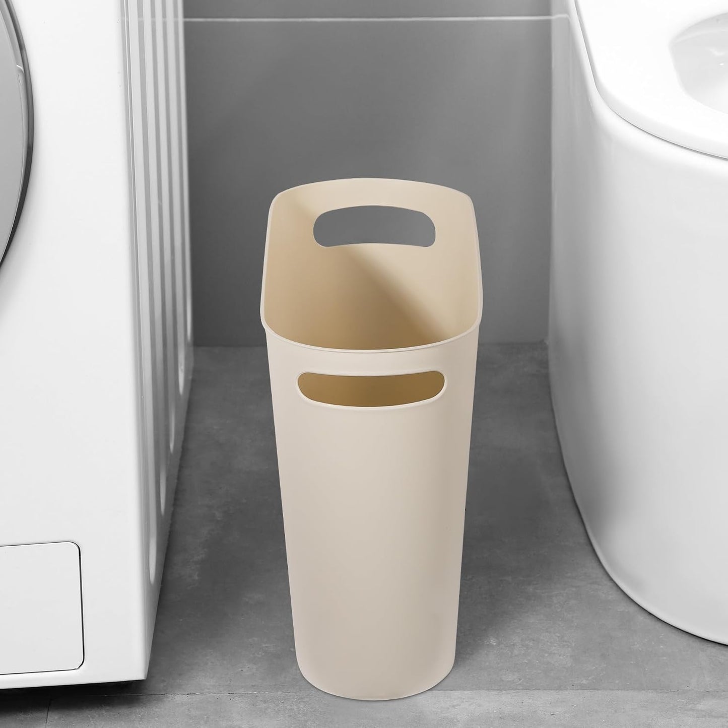 Cubo basura 3.5gal plástico 2uds color crema