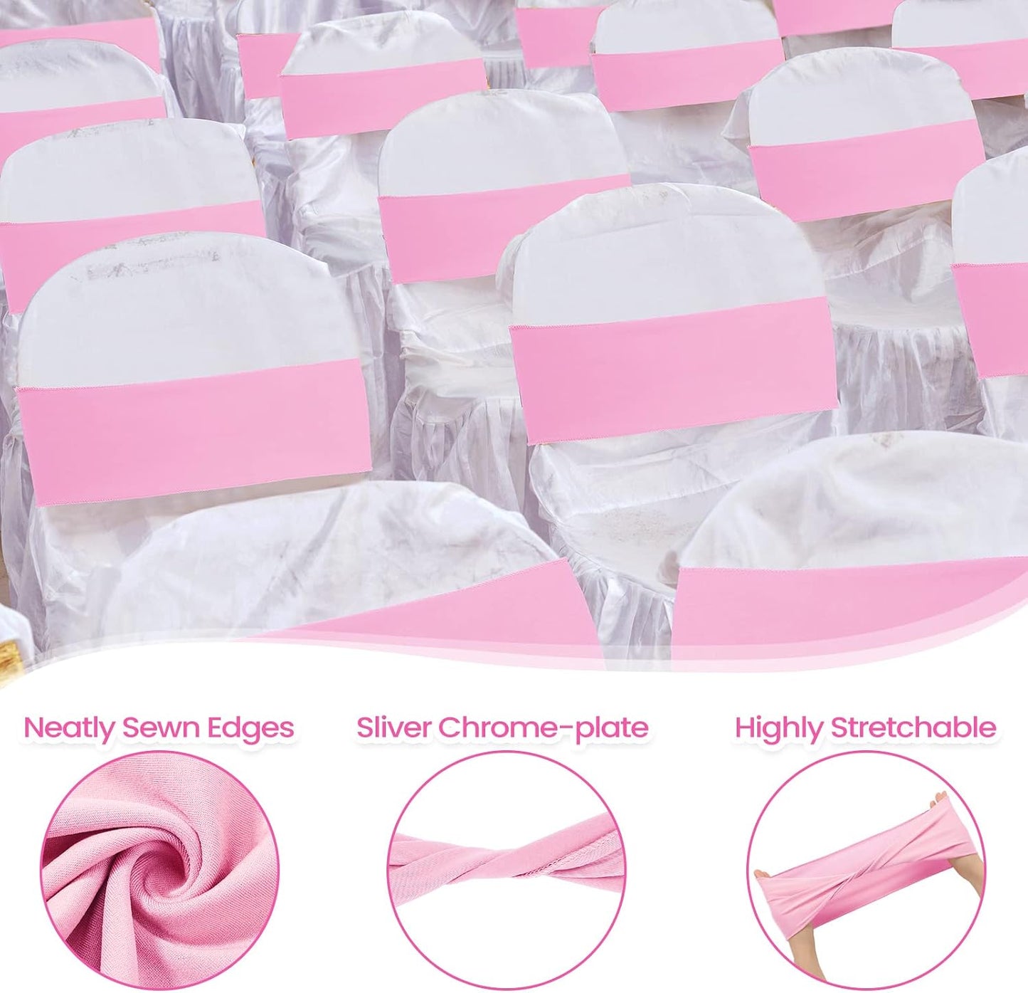 50 Pzas Cintas Elásticas Elastano para Silla Boda