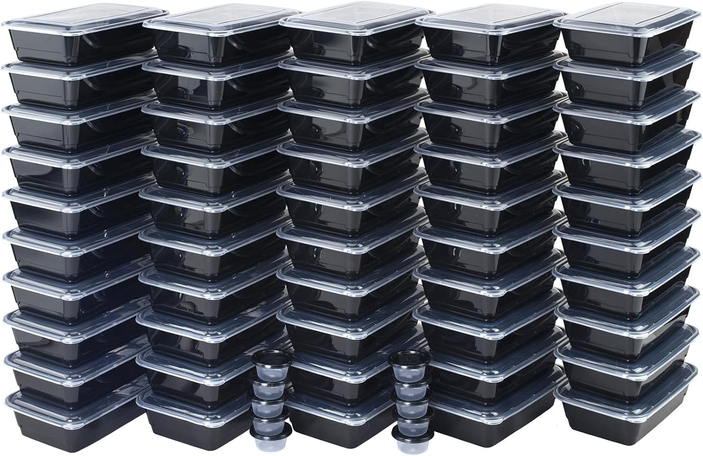 Set 50 Recipientes 10 Tazas Condimento Sin BPA Negro