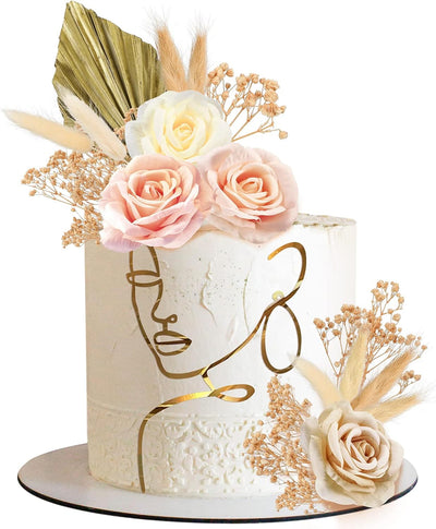 21 Pzas Decoración Tarta Acrílica Bohemia Dorada Vintage