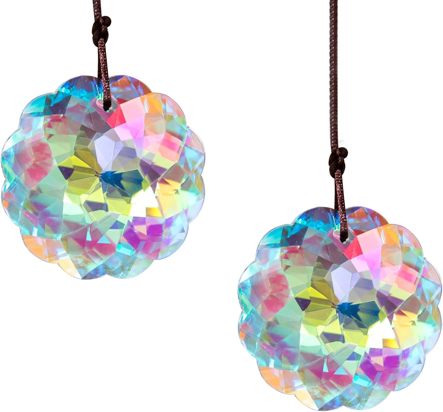 Set 2 colgantes cristal forma datura arco iris 45mm