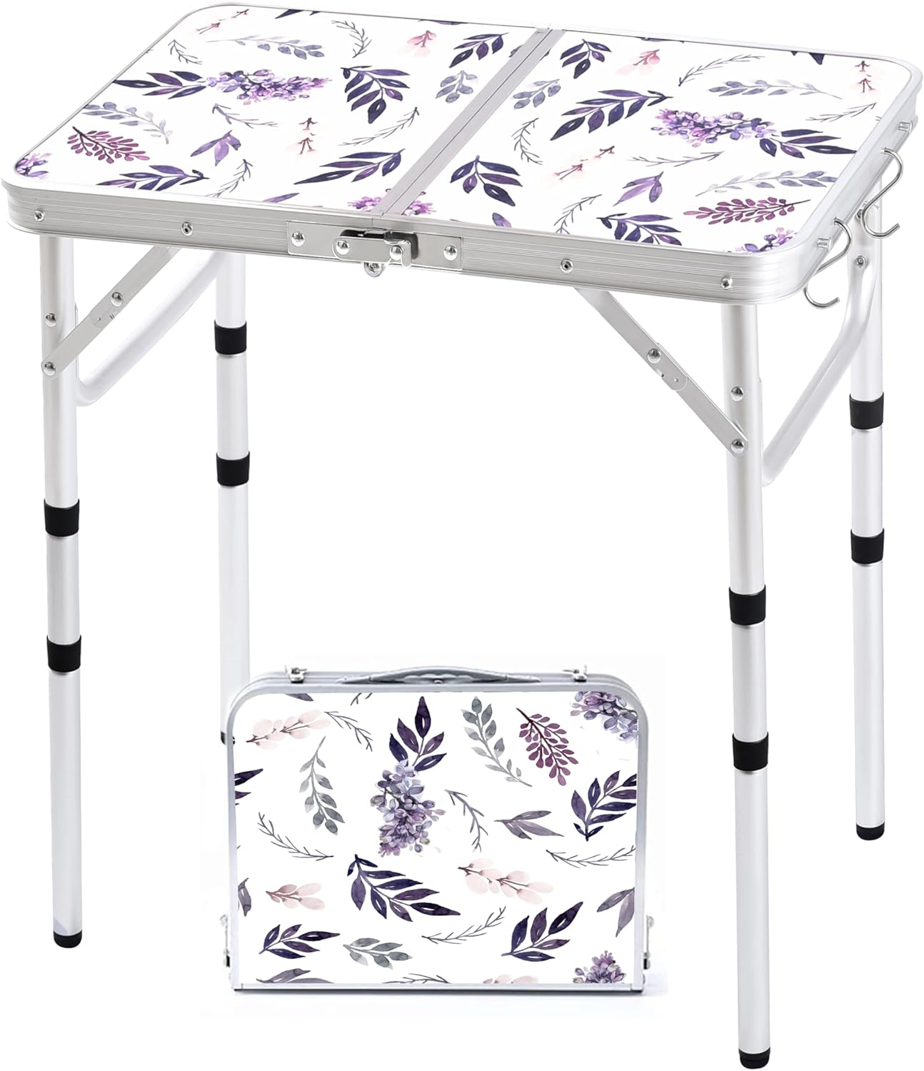 Mesa camping plegable aluminio ajustable lila niebla