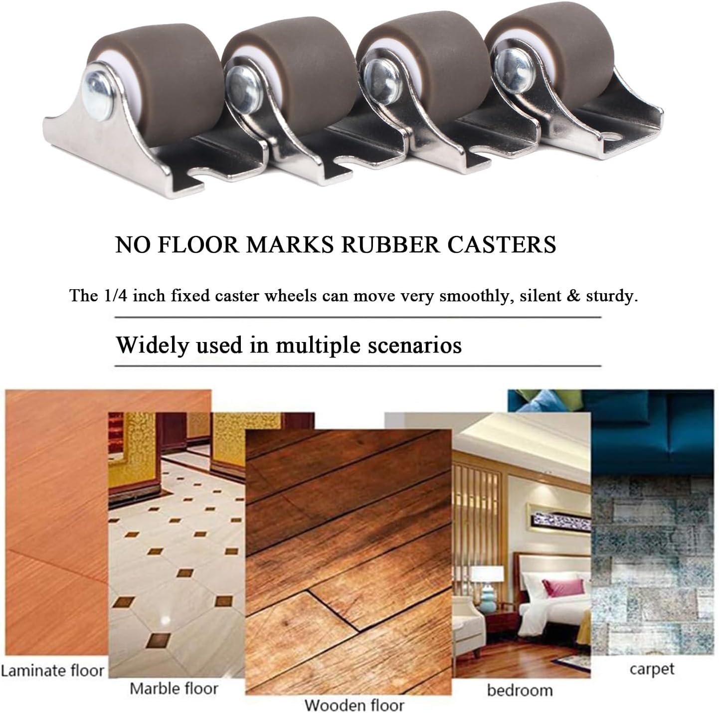 4 Ruedas Giratorias Mini 1pulg TPE Acero Muebles