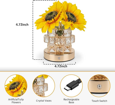 Lámpara mesa táctil recargable girasol 3 colores noche decoración
