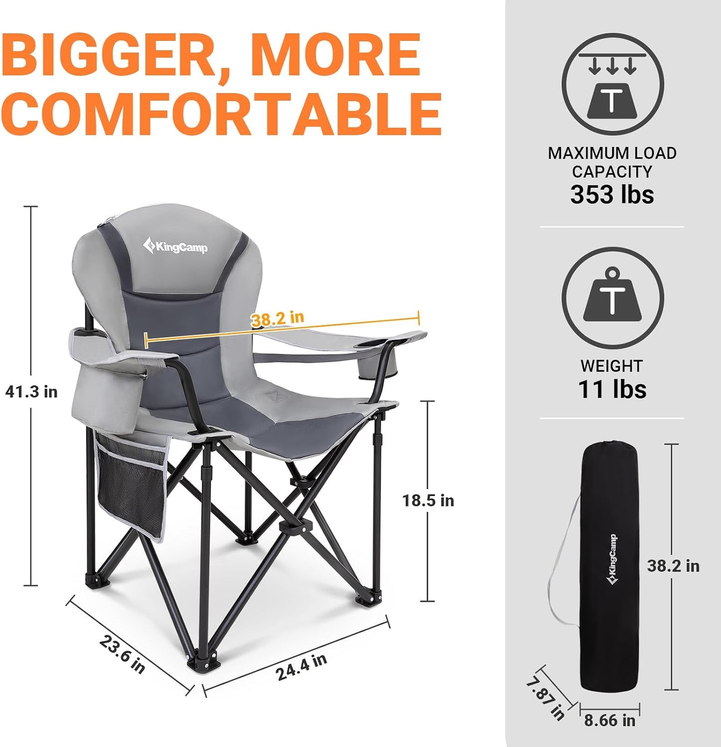 Silla plegable ergonómica acolchada con soporte lumbar y