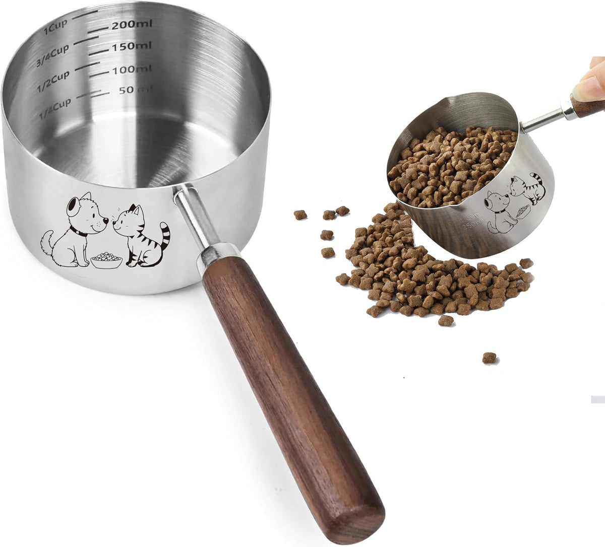 Taza medidora acero inox para perros patrón elegante